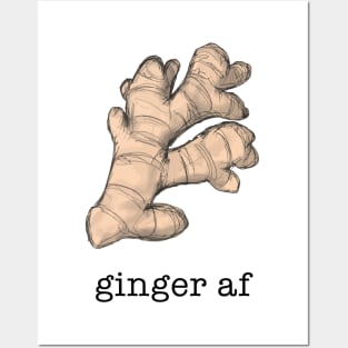 Ginger AF Illustration of gingerroot Posters and Art